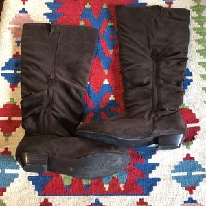 Brown Thigh High Boots for Wide Calf, Size 11W